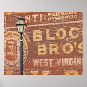 Advertisements on side of building poster