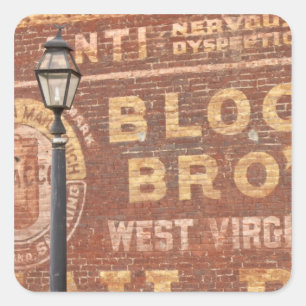 Advertisements on side of building square sticker