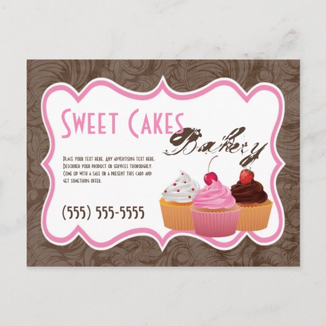 Advertising Card Cup Cakes Bakery Sweet Treats (Front)