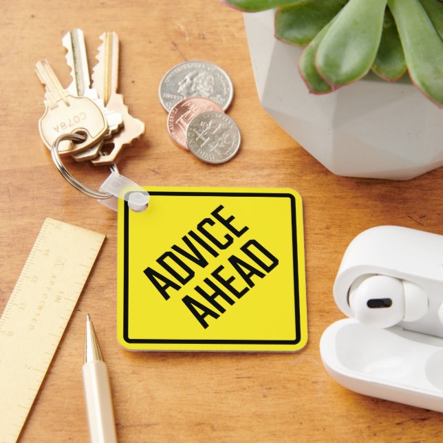 Advice Ahead Metal Square Keychain (Desk)