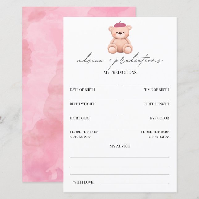Advice and predictions Bonjour Bebe Baby Shower (Front/Back)