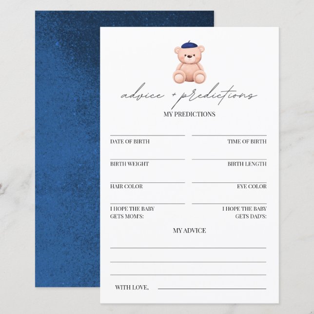 Advice and predictions Bonjour Bebe Baby Shower (Front/Back)