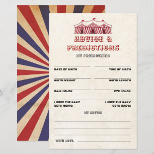 Advice and Predictions Circus Baby Shower Game