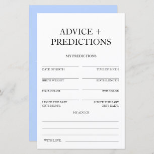 Advice and Predictions Travel Baby Shower Game
