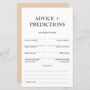 Advice and Predictions Travel Baby Shower Game