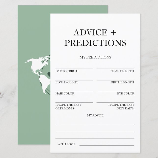 Advice and Predictions Travel Baby Shower Game (Front/Back)