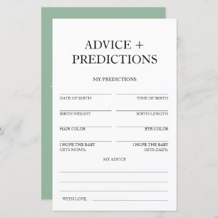 Advice and Predictions Travel Baby Shower Game