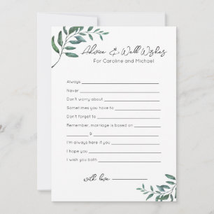 Advice and Well Wishes - Bridal Shower Game Holiday Card