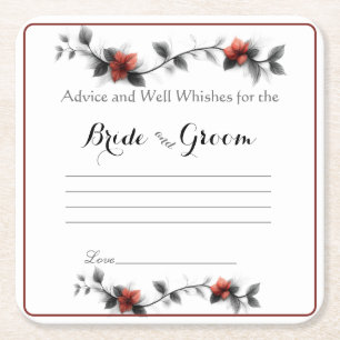 Advice and Well Wishes, Bride and Groom Square Paper Coaster