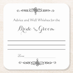 Advice and Well Wishes, Bride and Groom Square Paper Coaster