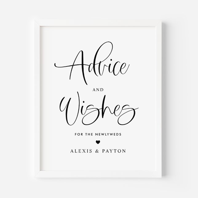 Advice and Well Wishes Cute Calligraphy Wedding Poster (Creator Uploaded)