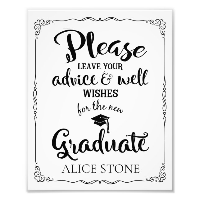 advice and well wishes graduation party sign (Front)