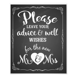 advice and well wishes party wedding sign