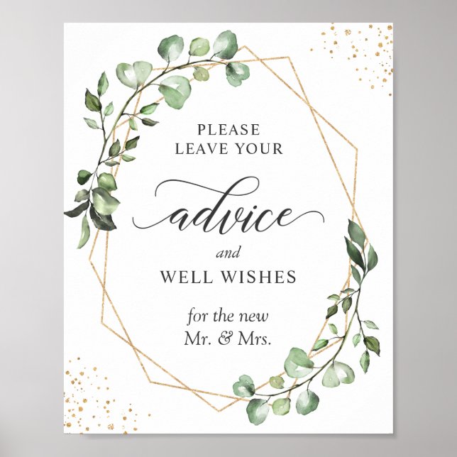 Advice and Well Wishes Sign Geometric Eucalyptus (Front)