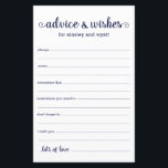 Advice and Wishes<br><div class="desc">These simple, navy blue and white, modern, minimal, handwritten script Advice & Wishes sheets are perfect to have bridal shower, rehearsal dinner or wedding guests fill out for the happy couple. People will love having the prompts - they make it so easy to leave loving words of advice and well...</div>
