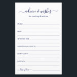 Advice and Wishes<br><div class="desc">These simple, navy blue and white, modern, minimal, handwritten script Advice & Wishes sheets are perfect to have bridal shower, rehearsal dinner or wedding guests fill out for the happy couple. People will love having the prompts - they make it so easy to leave loving words of advice and well...</div>