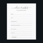 Advice and Wishes<br><div class="desc">These simple, grey and white, modern, minimal, handwritten script Advice & Wishes sheets are perfect to have bridal shower, rehearsal dinner or wedding guests fill out for the happy couple. People will love having the prompts - they make it so easy to leave loving words of advice and well wishes....</div>