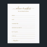 Advice and Wishes<br><div class="desc">These simple, gold and white, modern, minimal, handwritten script Advice & Wishes sheets are perfect to have bridal shower, rehearsal dinner or wedding guests fill out for the happy couple. People will love having the prompts - they make it so easy to leave loving words of advice and well wishes....</div>