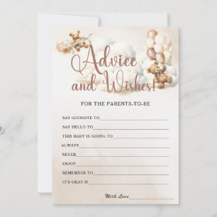 ADVICE AND WISHES Baby Shower Game Cute Bear Invitation
