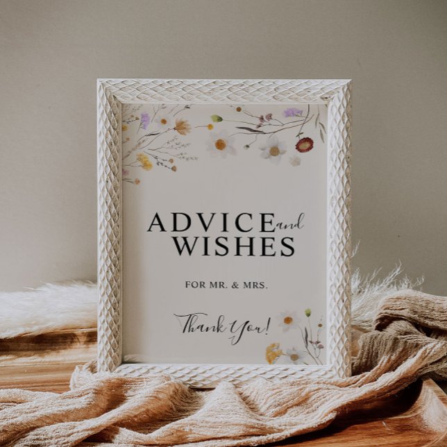 Advice And Wishes Boho Wildflower Wedding Sign  (Creator Uploaded)