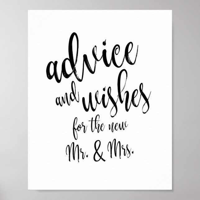 Advice and Wishes Calligraphy 8x10 Wedding Sign (Front)