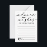 Advice And Wishes Card For The New Mr And Mrs<br><div class="desc">Simple,  elegant and classic. Keep it simple with black and white design,  guaranteed to compliment any colour scheme. Marriage advice and wishes card for wedding day fun and games.</div>