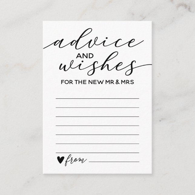 Advice And Wishes Card For The New Mr And Mrs (Front)