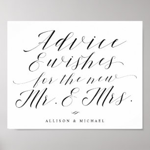 Advice and Wishes Elegant Calligraphy Wedding Sign