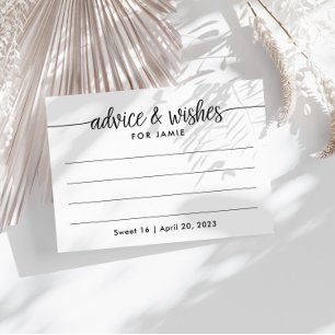 Advice and Wishes for Birthday, Customised & Lined Enclosure Card