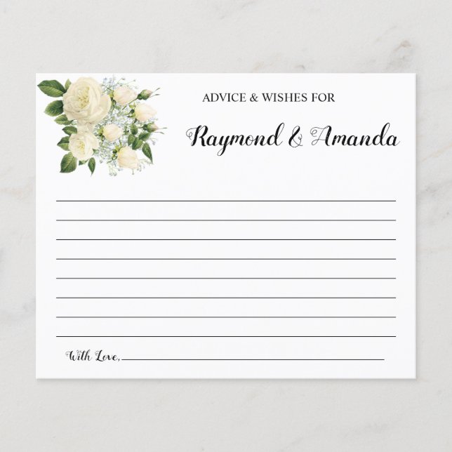 Advice and Wishes for Couple Bridal Shower Card (Front)