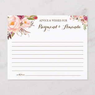 Advice and Wishes for Couple Bridal Shower card