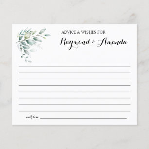 Advice and Wishes for Couple Bridal Shower card