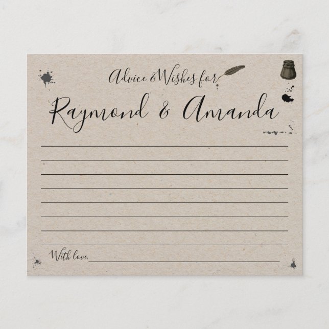 Advice and Wishes for Couple Bridal Shower card (Front)