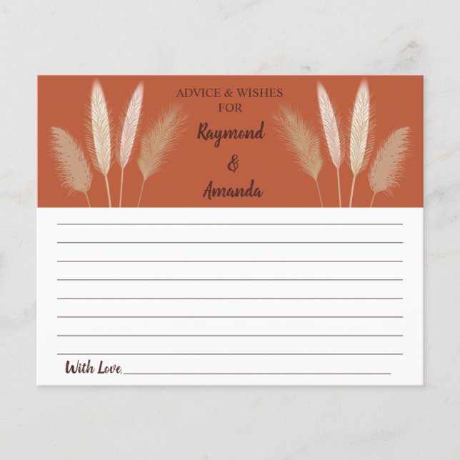 Advice and Wishes for Couple | Bridal Shower Card (Front)