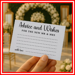 Advice and Wishes for Couple Wedding Bridal Shower Enclosure Card