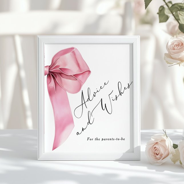 Advice and wishes for new parents pink Bow Poster (Creator Uploaded)