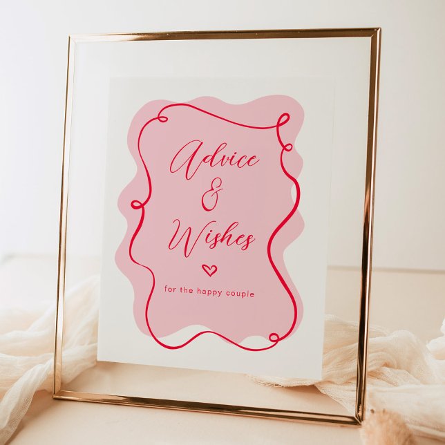 Advice and wishes for Newlyweds retro pink red Poster (Creator Uploaded)