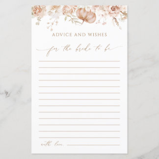 Advice and Wishes for the Bride to Be Paper Sheet