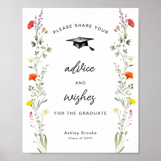 Advice and Wishes for the Graduate Wildflower  Poster (Front)