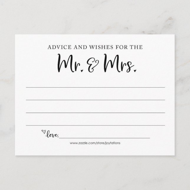 Advice And Wishes For The Mr And Mrs Card (Front)