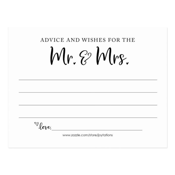 Advice And Wishes For The Mr And Mrs Card Zazzle.co.uk