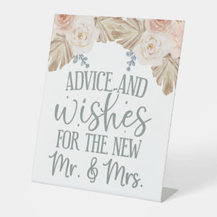 Advice and Wishes for the Mrs and Mrs Wedding Pedestal Sign