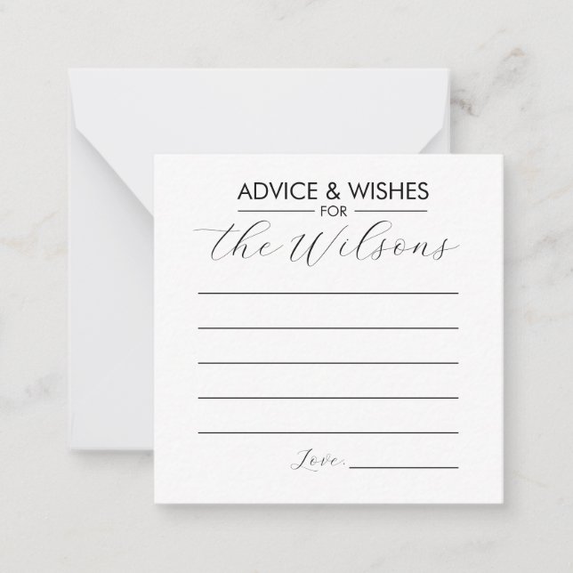 Advice and Wishes for Wedding Card (Front)
