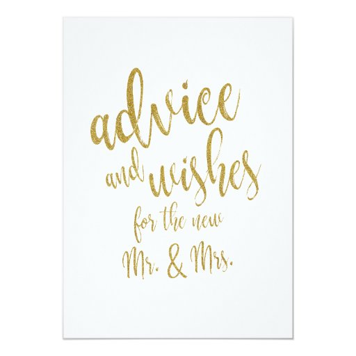 Image of Advice and Wishes Gold Affordable Wedding Sign Invitation