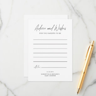 Advice and Wishes Parents To Be Script Baby Shower Card