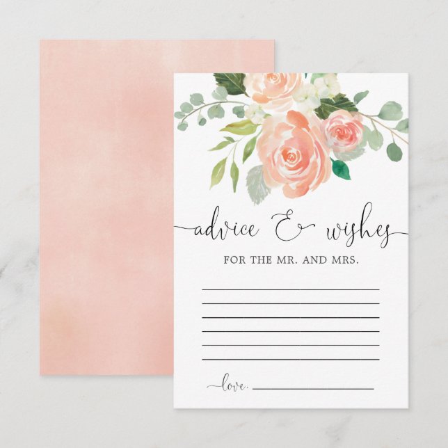 Advice and Wishes peach floral greenery cards (Front/Back)