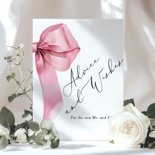 Advice and wishes Pink Bow script Bridal Shower Poster