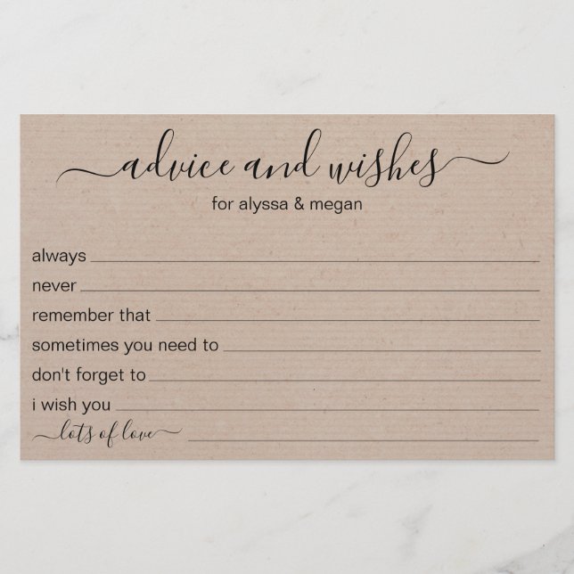 Advice and Wishes Rustic LGBTQ Wedding (Front)