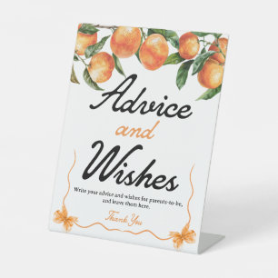 Advice and Wishes Sign   Orange Baby Shower Sign