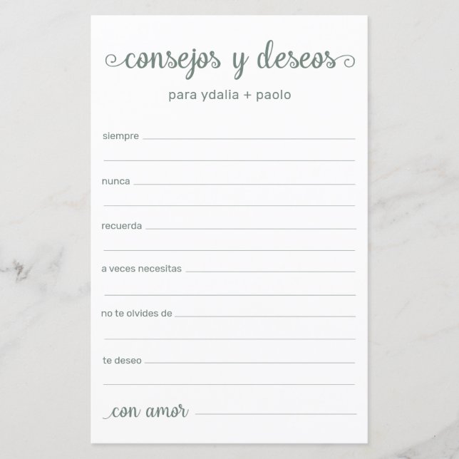 Advice and Wishes Spanish (Front)